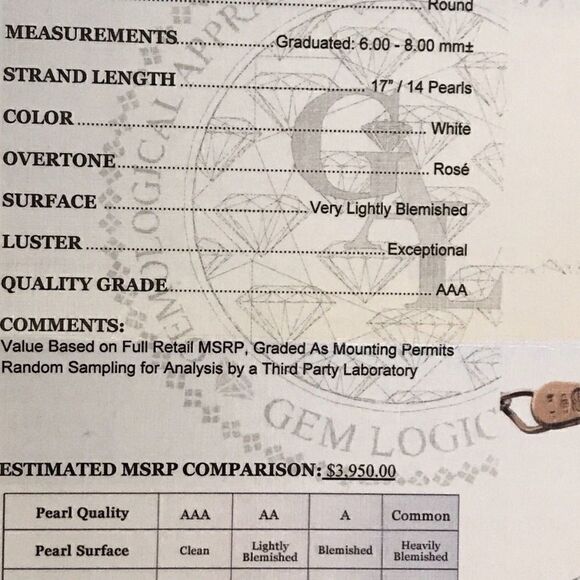 Akoya Pearl Necklace 14k Gold 8 mm 17" Hi Fashion Italy Certified $3,950 817023 - Picture 7 of 8